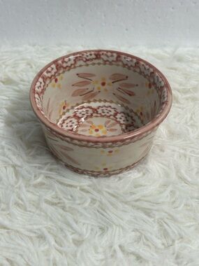 Temp-Tations Hand-Painted Ceramic Ramekin in Peach, Cream & Yellow Floral